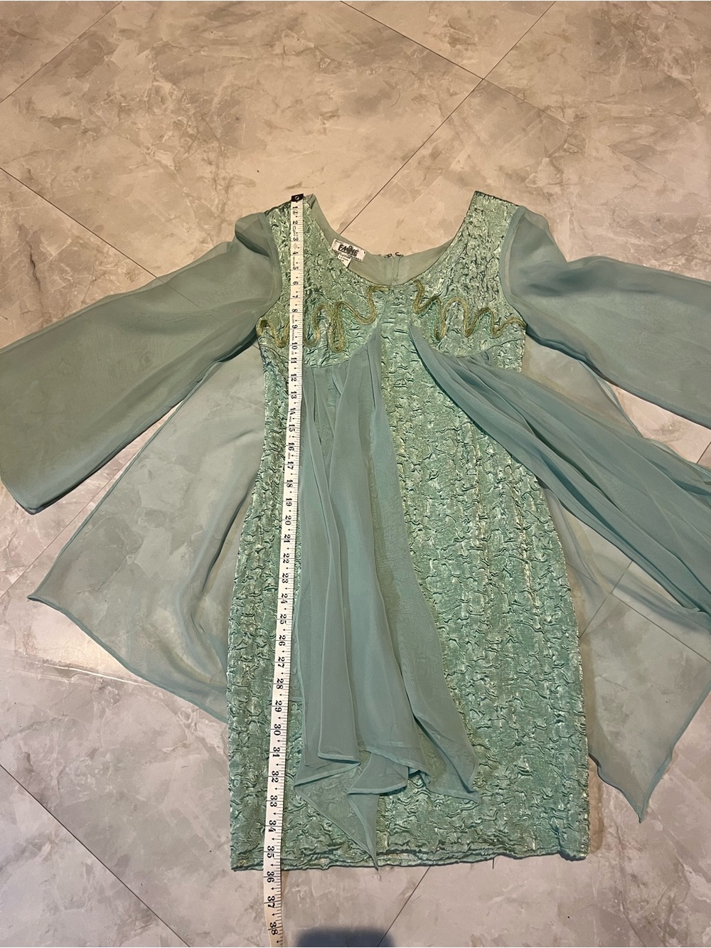 Stunning Satin Bodicon Dress with Beaded Bust&Flowing Chiffon Accents - Picture 12 of 15